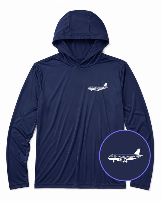 Navy Blue Airplane Print Aviation Men's Lightweight Performance Golf Hoodie