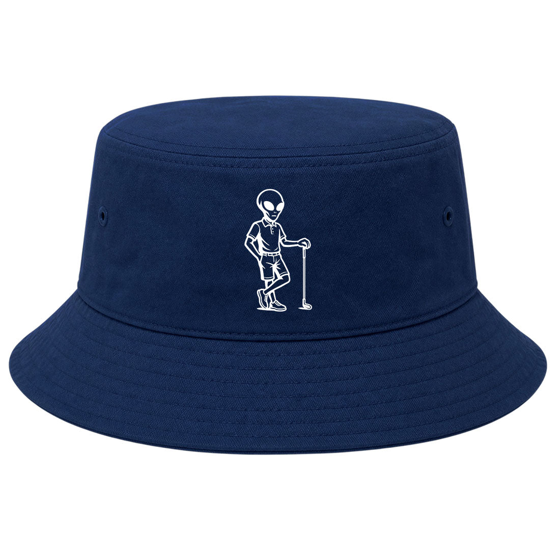 Navy Alien Golfer Golf Bucket Hat