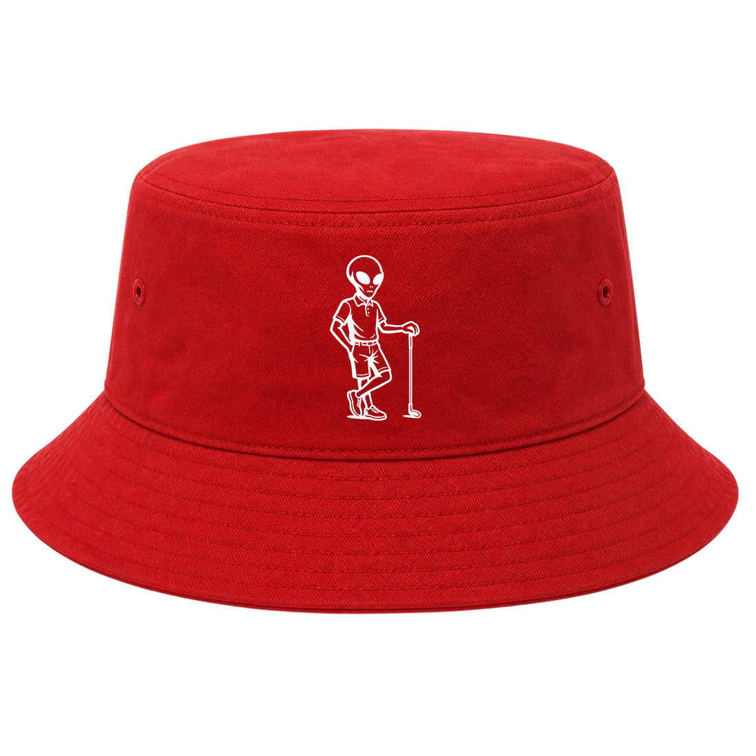 Red Alien Golfer Golf Bucket Hat