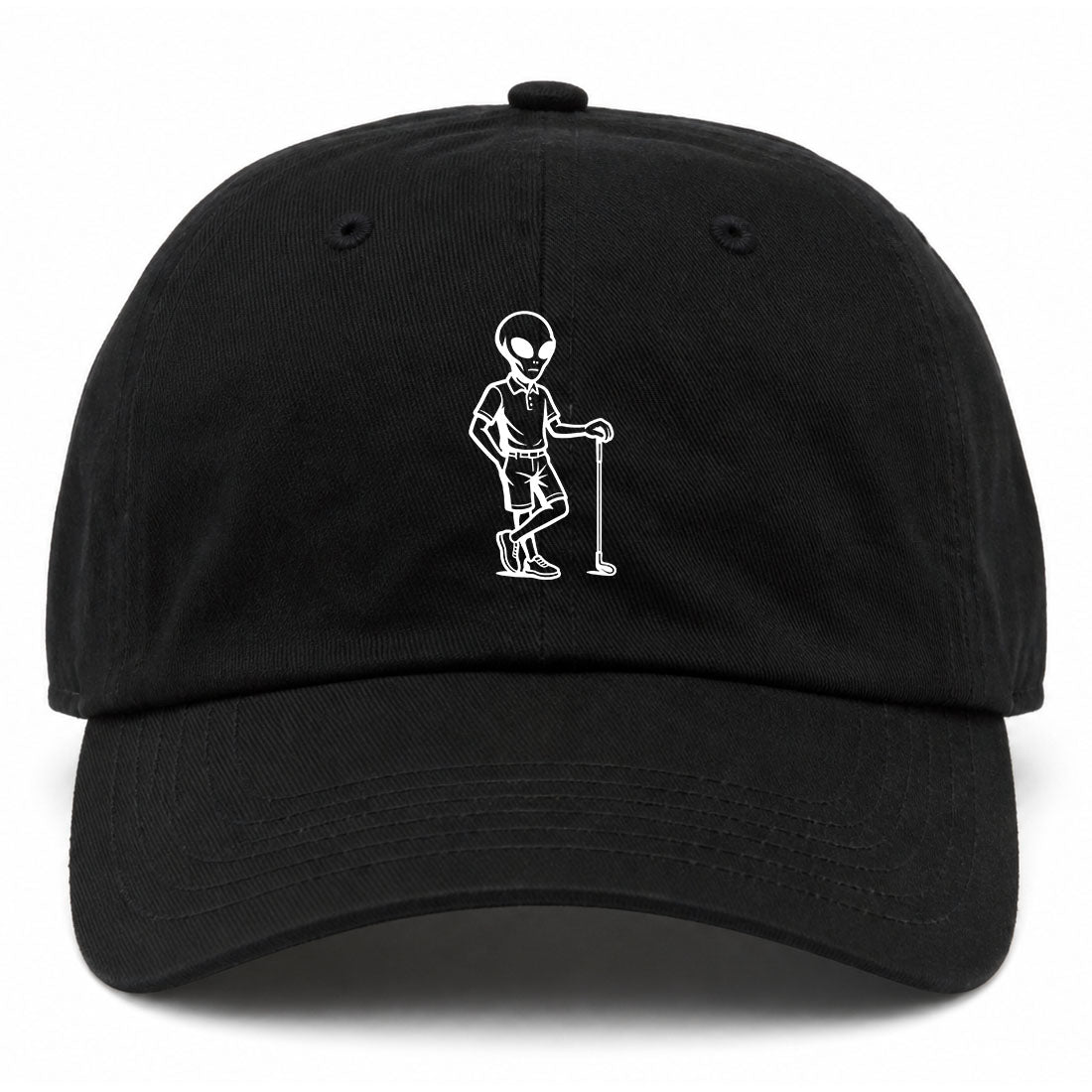 Black Alien Golfer Golf Dad Hat