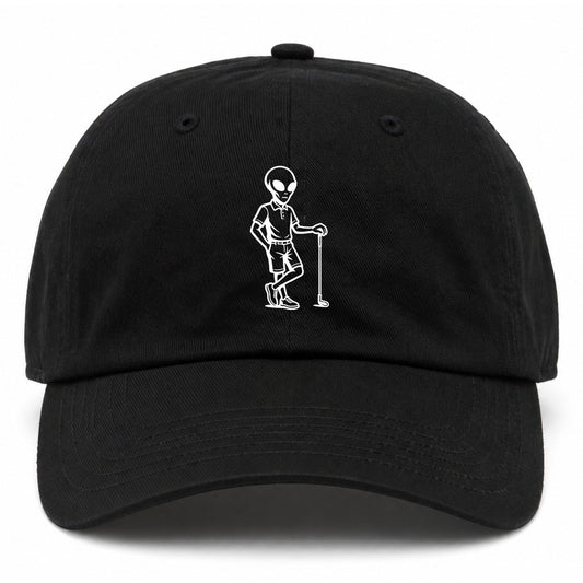 Black Alien Golfer Golf Dad Hat