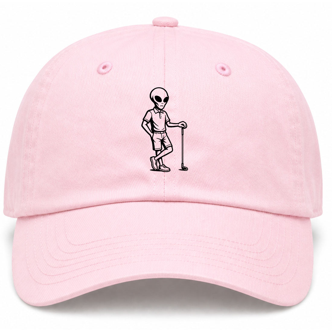 Pink Alien Golfer Golf Dad Hat