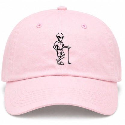 Pink Alien Golfer Golf Dad Hat