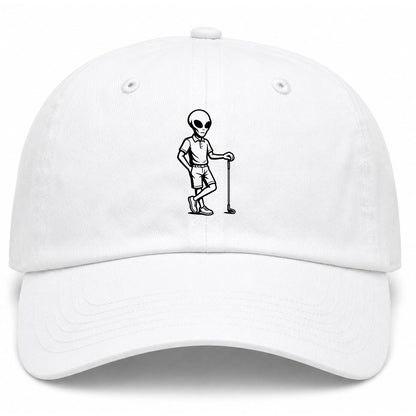 White Alien Golfer Golf Dad Hat