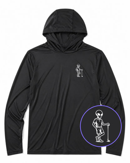 Black Alien Golfer Men's Lightweight Performance Golf Hoodie