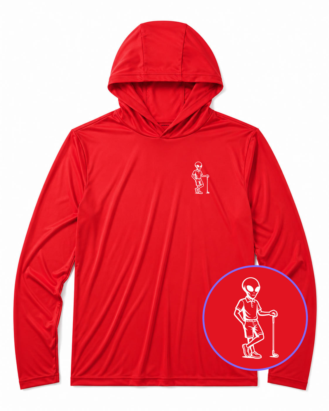 Red Alien Golfer Men's Lightweight Performance Golf Hoodie