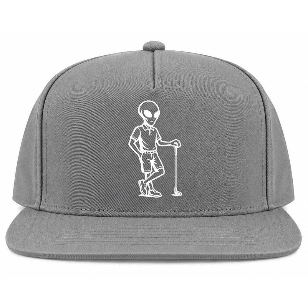 Grey Alien Golfer Golf Snapback Hat