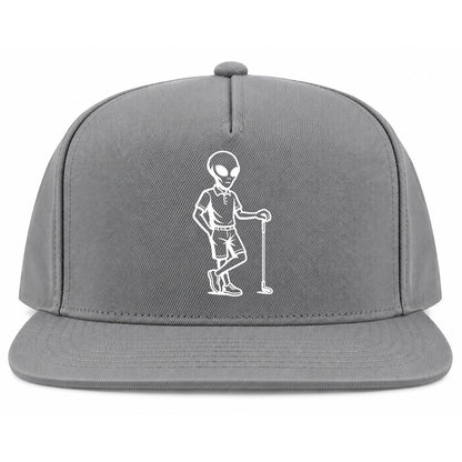 Grey Alien Golfer Golf Snapback Hat