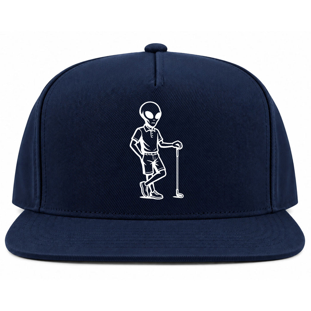Navy Blue Alien Golfer Golf Snapback Hat