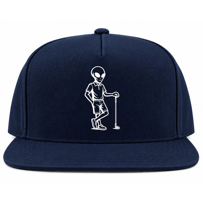 Navy Blue Alien Golfer Golf Snapback Hat