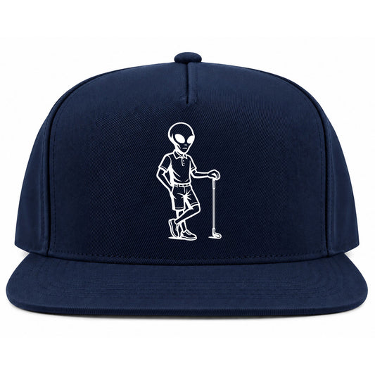 Navy Blue Alien Golfer Golf Snapback Hat