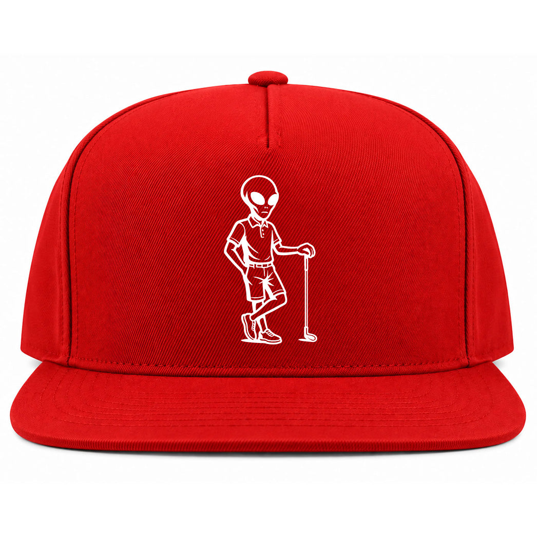 Red Alien Golfer Golf Snapback Hat