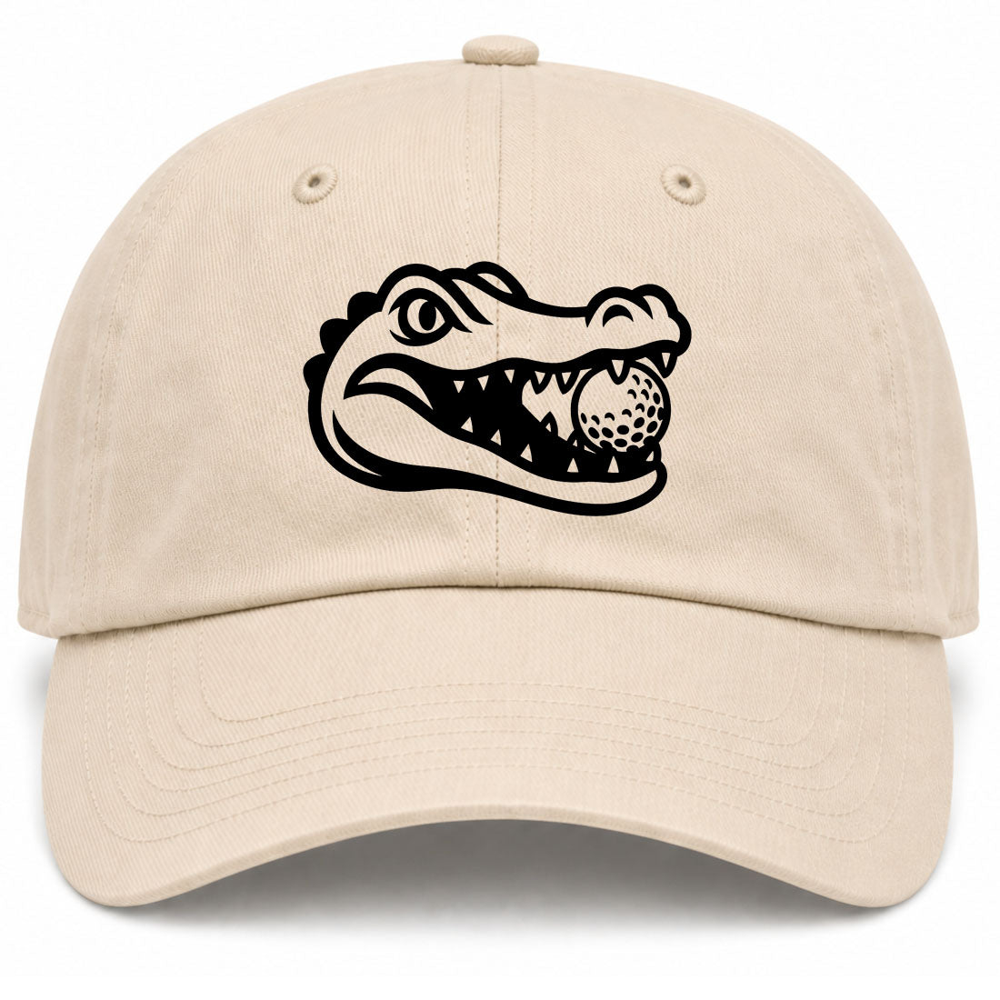 Beige Alligator Eating Golf Ball Golf Dad Hat