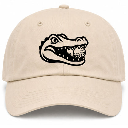 Beige Alligator Eating Golf Ball Golf Dad Hat