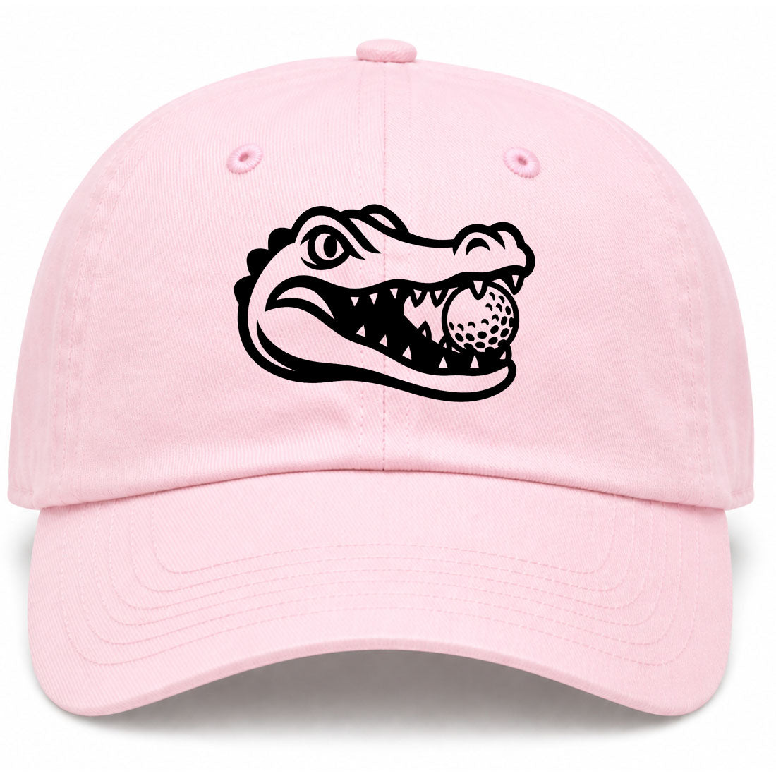 Pink Alligator Eating Golf Ball Golf Dad Hat