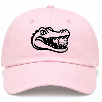 Pink Alligator Eating Golf Ball Golf Dad Hat