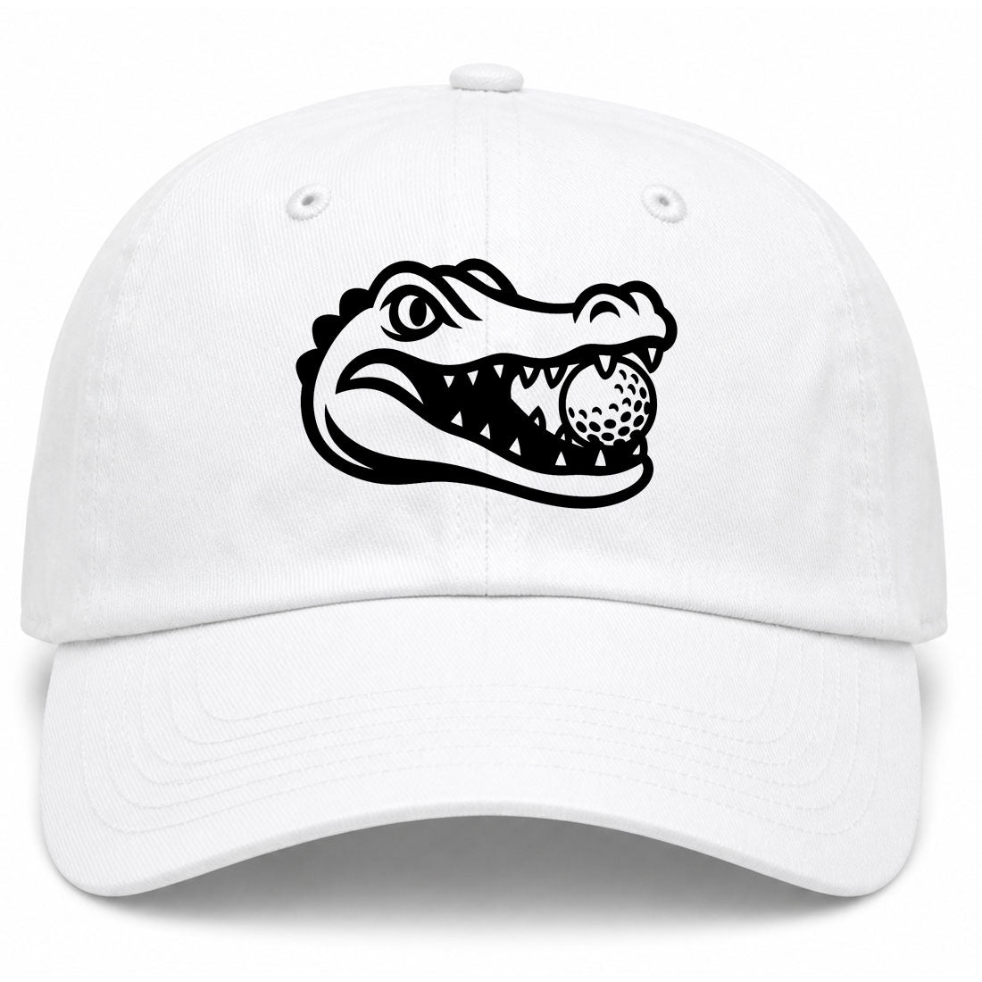 White Alligator Eating Golf Ball Golf Dad Hat