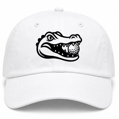 White Alligator Eating Golf Ball Golf Dad Hat