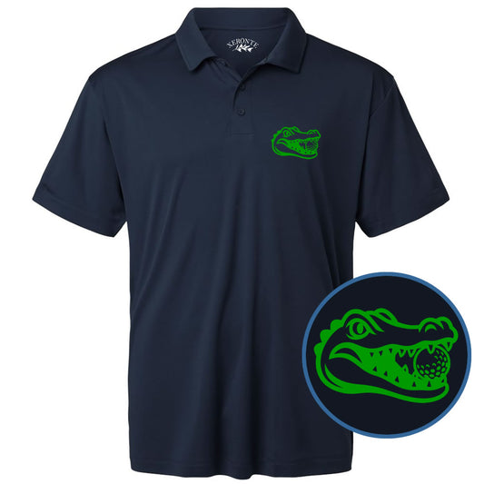 Navy Blue Alligator Eating Golf Ball Men’s Golf Polo Shirt