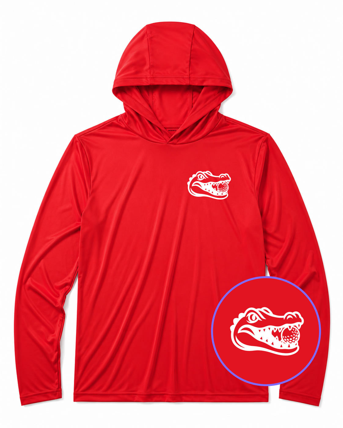 Red Alligator Eating Golf Ball Men's Lightweight Performance Golf Hoodie