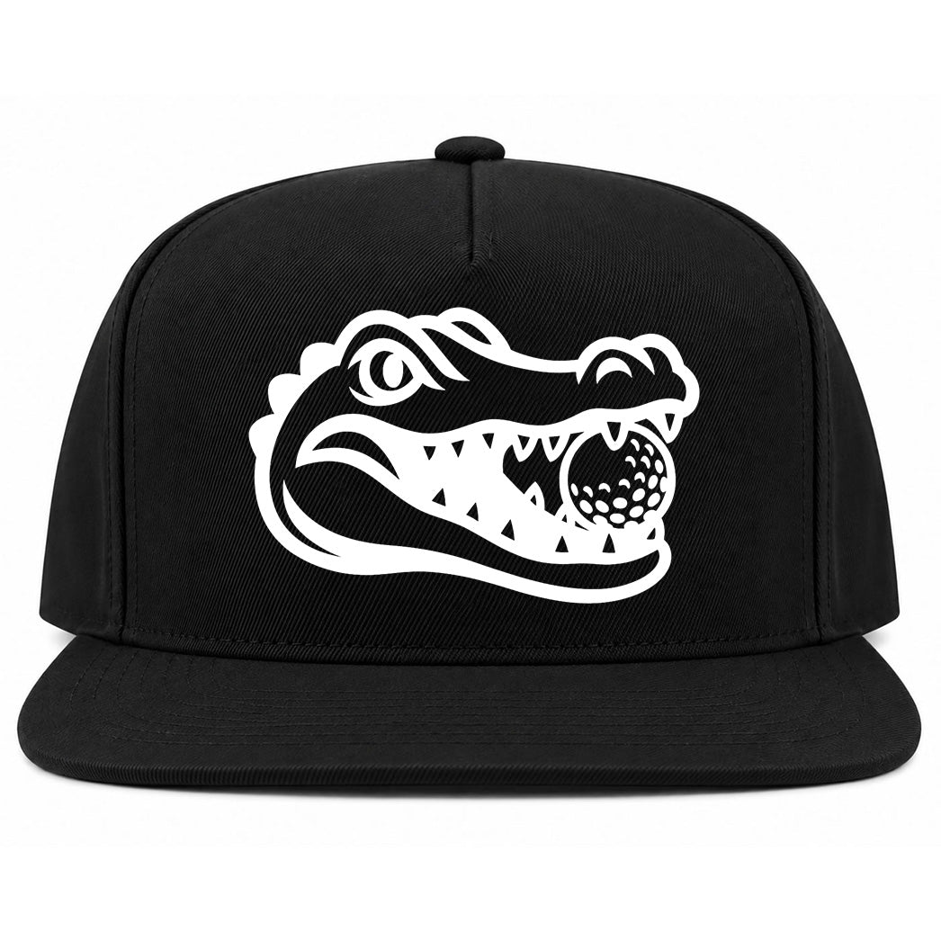 Black Alligator Eating Golf Ball Golf Snapback Hat