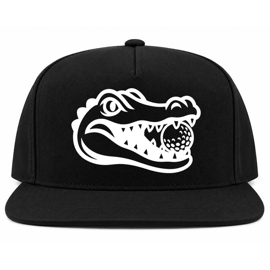 Black Alligator Eating Golf Ball Golf Snapback Hat
