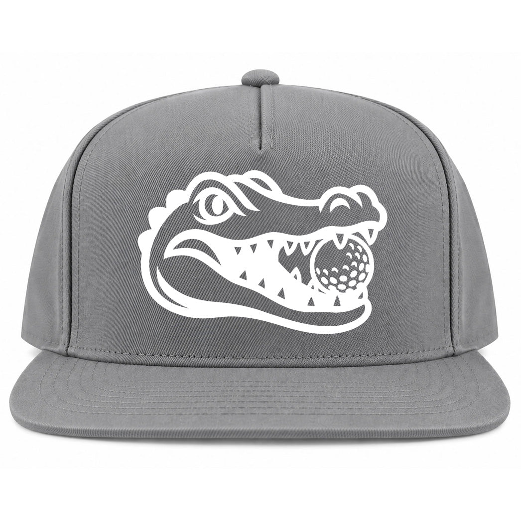 Grey Alligator Eating Golf Ball Golf Snapback Hat