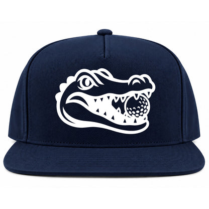Navy Blue Alligator Eating Golf Ball Golf Snapback Hat