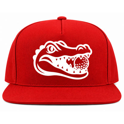 Red Alligator Eating Golf Ball Golf Snapback Hat