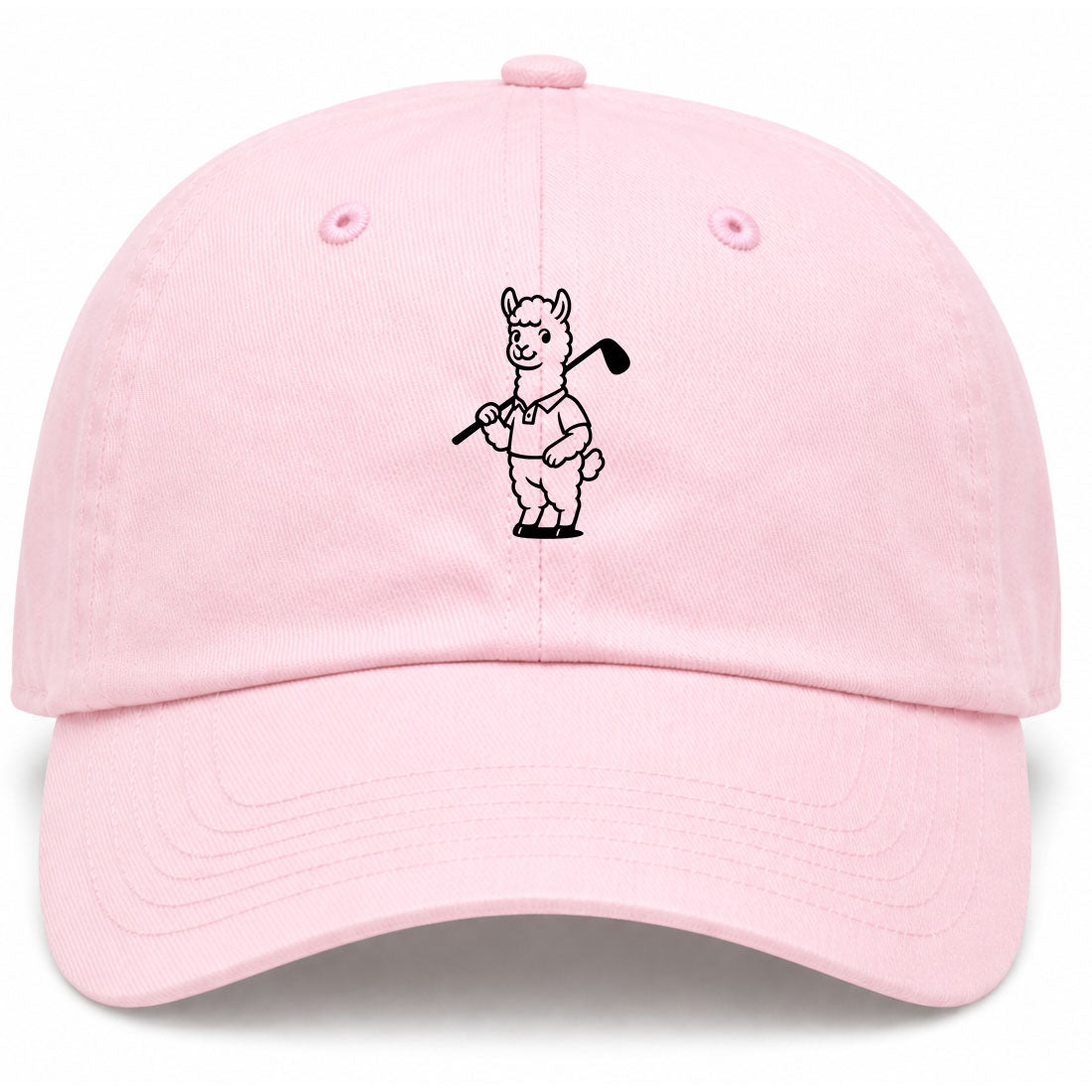 Pink Alpaca With Golf Club Golf Dad Hat