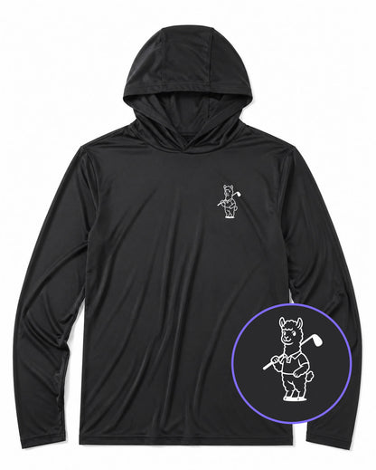 Black Alpaca With Golf Club Men's Lightweight Performance Golf Hoodie