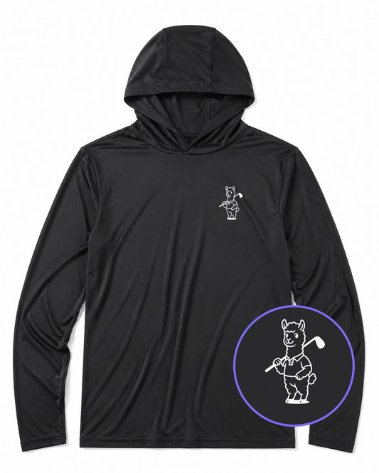 Black Alpaca With Golf Club Men's Lightweight Performance Golf Hoodie