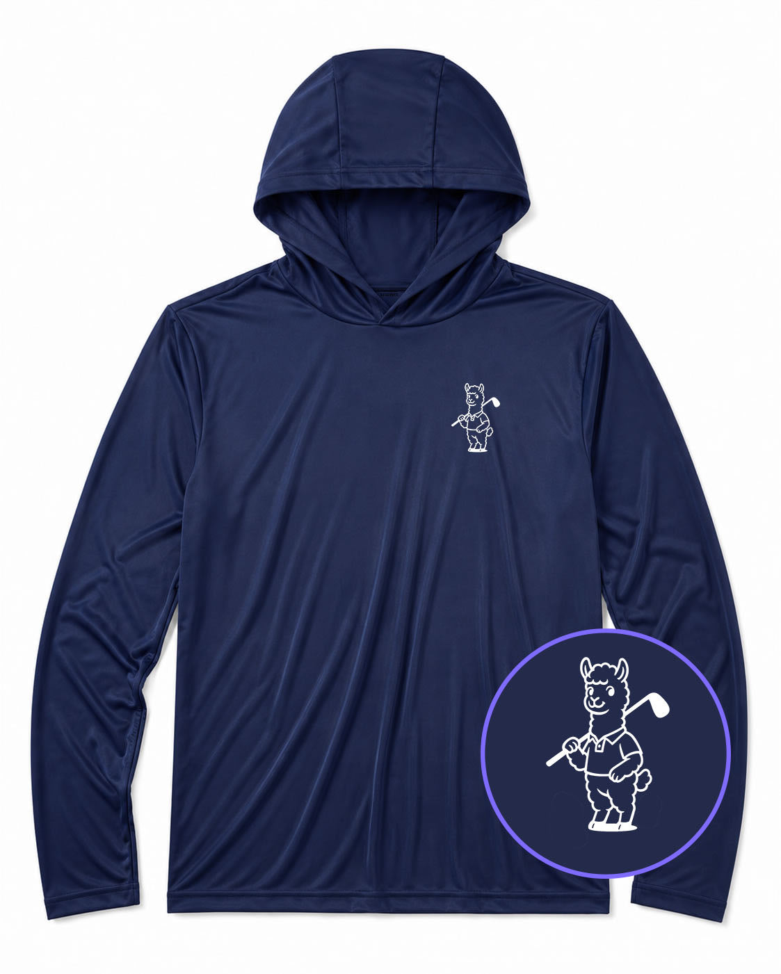 Navy Blue Alpaca With Golf Club Men's Lightweight Performance Golf Hoodie