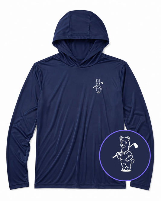 Navy Blue Alpaca With Golf Club Men's Lightweight Performance Golf Hoodie