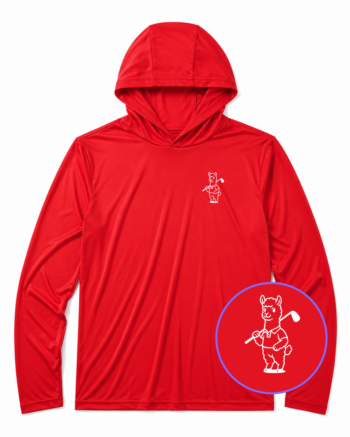 Red Alpaca With Golf Club Men's Lightweight Performance Golf Hoodie