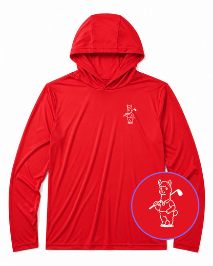 Red Alpaca With Golf Club Men's Lightweight Performance Golf Hoodie