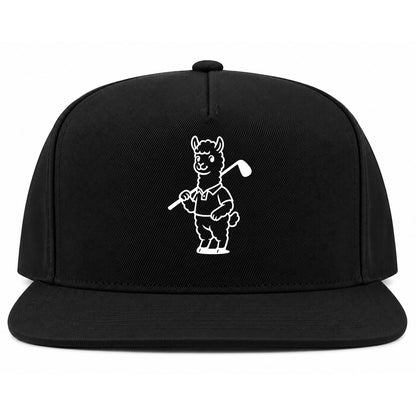 Black Alpaca With Golf Club Golf Snapback Hat
