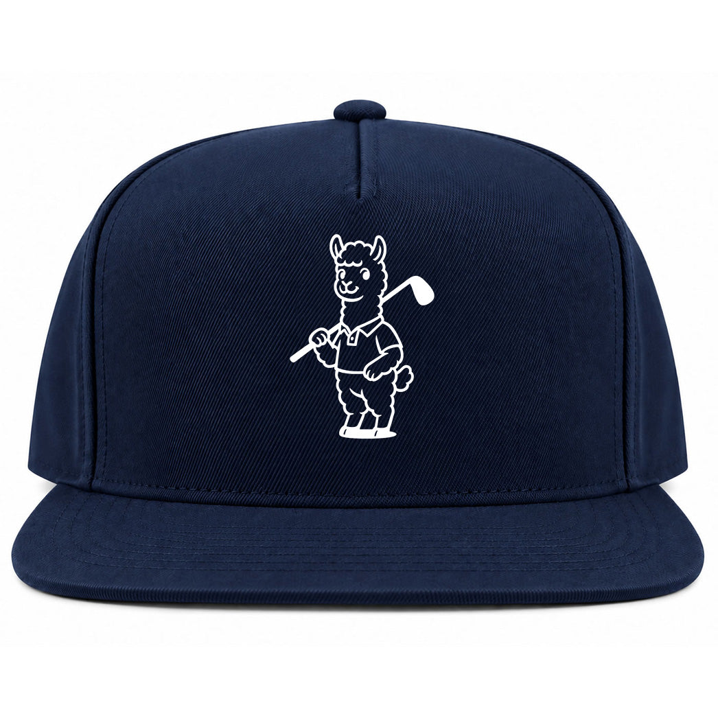 Navy Blue Alpaca With Golf Club Golf Snapback Hat
