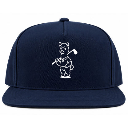 Navy Blue Alpaca With Golf Club Golf Snapback Hat