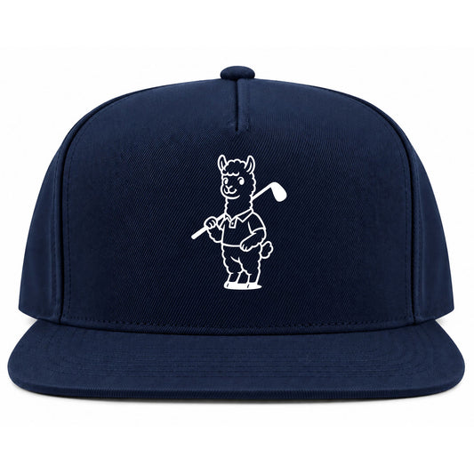 Navy Blue Alpaca With Golf Club Golf Snapback Hat