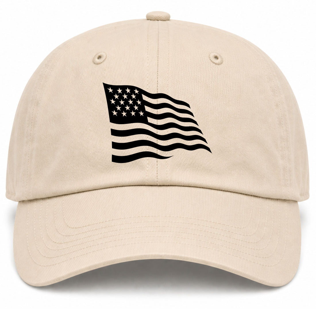 Beige American Flag Golf Dad Hat