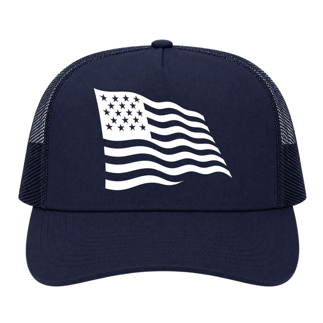 Navy Blue American Flag Golf Trucker Hat