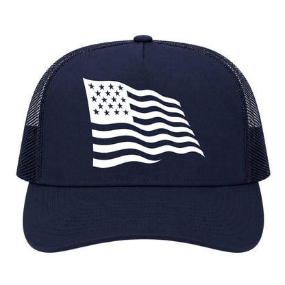 Navy Blue American Flag Golf Trucker Hat