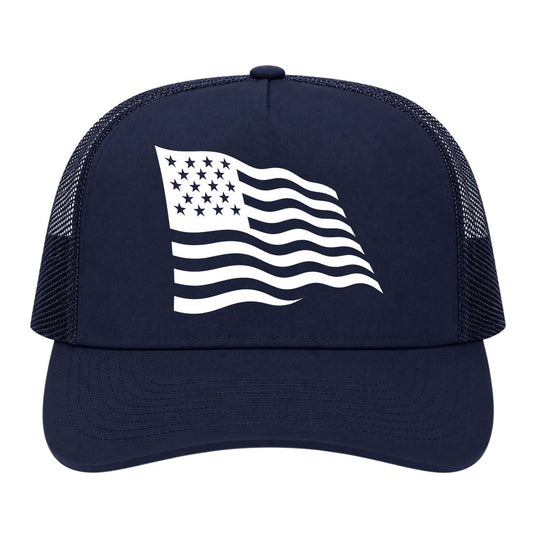 Navy Blue American Flag Golf Trucker Hat