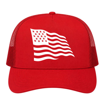 Red American Flag Golf Trucker Hat