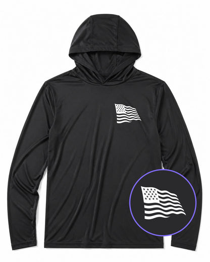 Black American Flag Men's Lightweight Performance Golf Hoodie