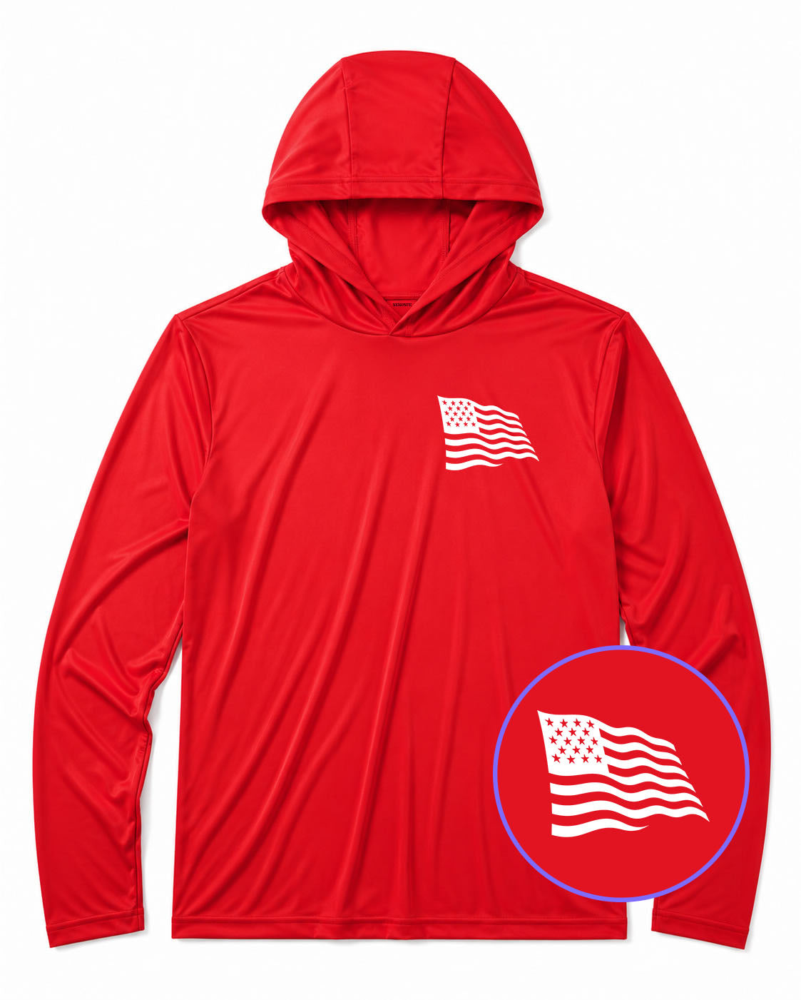 Red American Flag Men's Lightweight Performance Golf Hoodie
