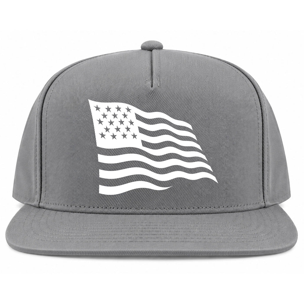Grey American Flag Golf Snapback Hat