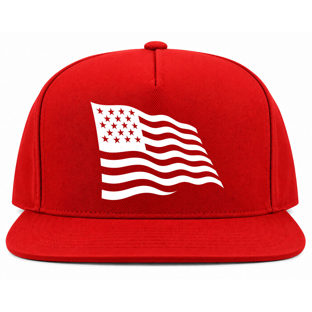 Red American Flag Golf Snapback Hat