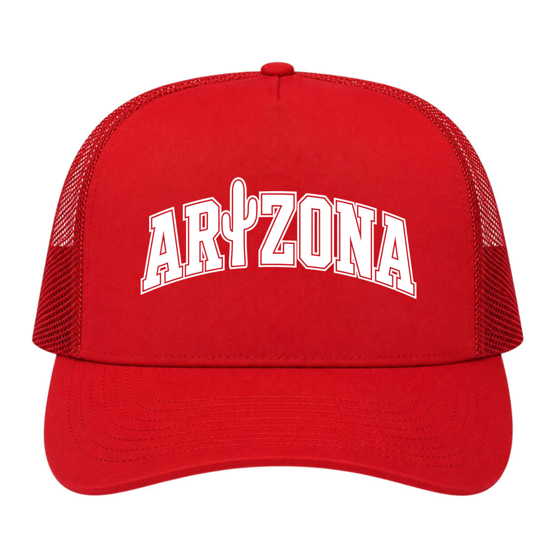 Red Arizona Cactus Golf Trucker Hat